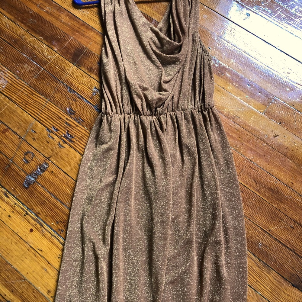 Stunning Gold Glitter Scoop Neck Dress